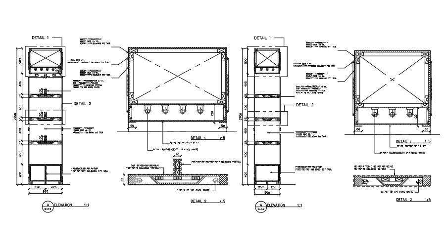 4000x550mm brand rack detail CAD drawing