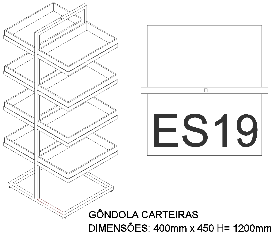 400x450 MM Gondola Wallets 3D design DWG AutoCAD drawing