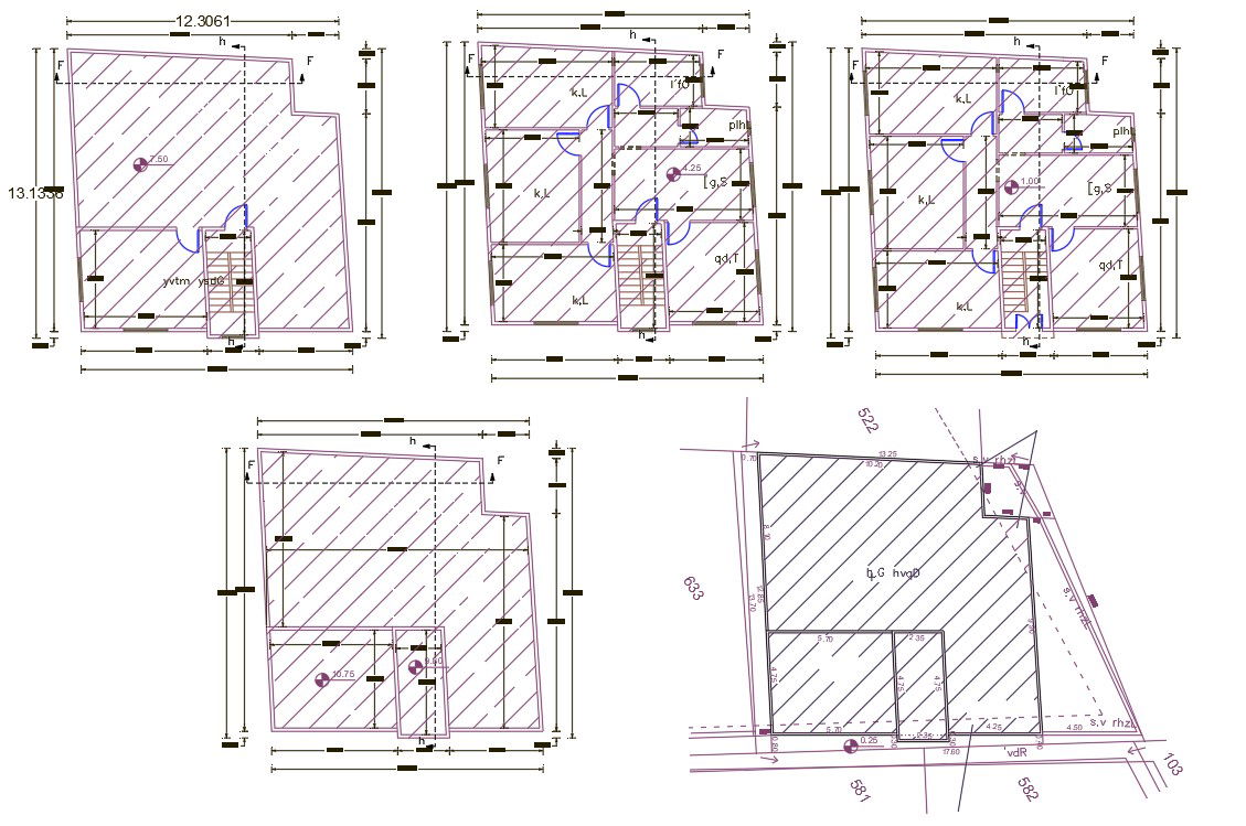 40 X 42 Feet 3 BHK House Floor Plan DWG File