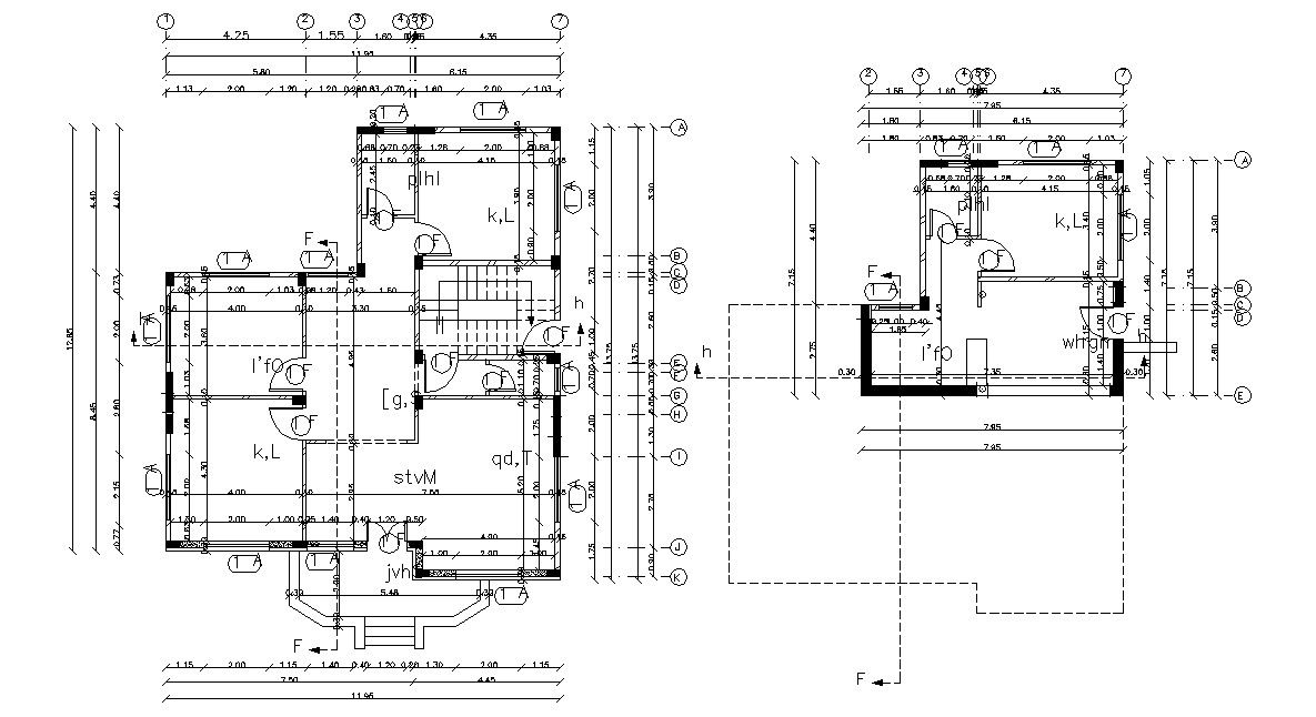 40' X 45' Feet Duplex Bungalow Design Layout CAD Plan