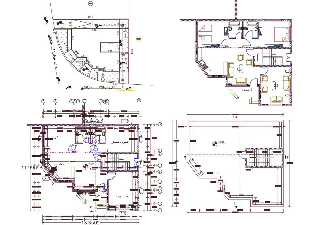 40' X 48' AutoCAD House Plan With Furniture Layout Design