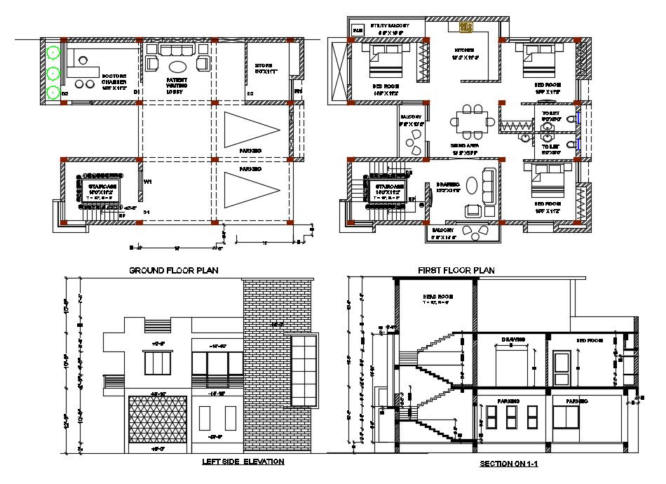 40'X50' House Project AutoCAD Drawing Download DWG File