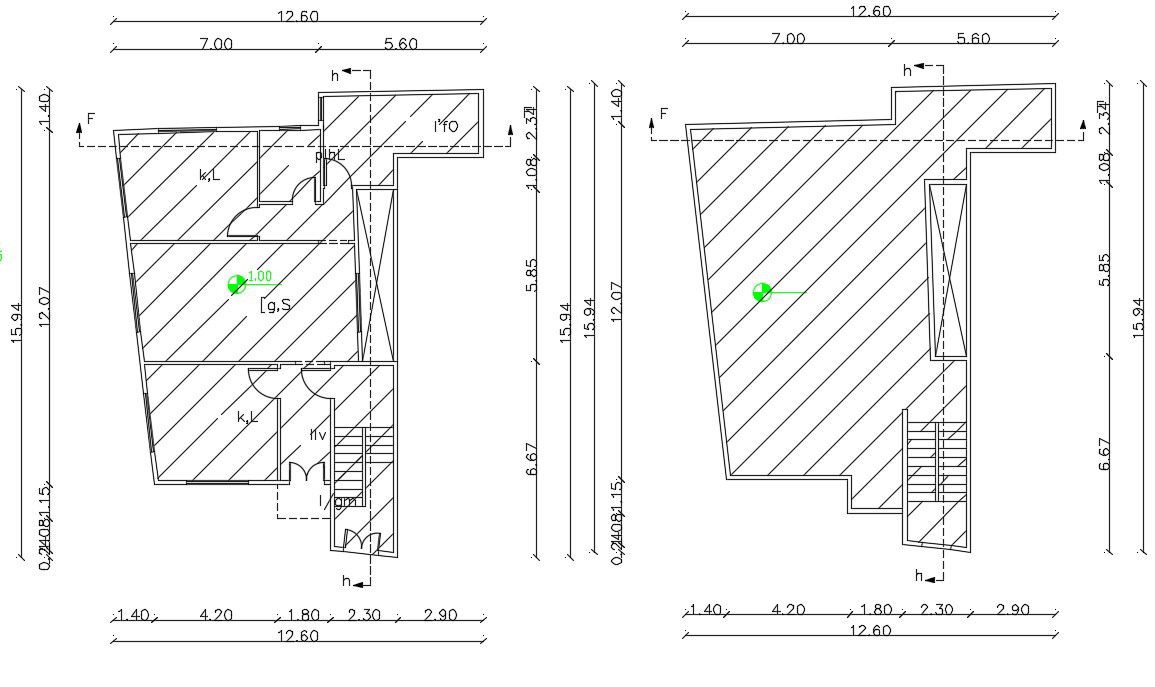 40' X 52' House 2 BHK Floor Plan DWG File
