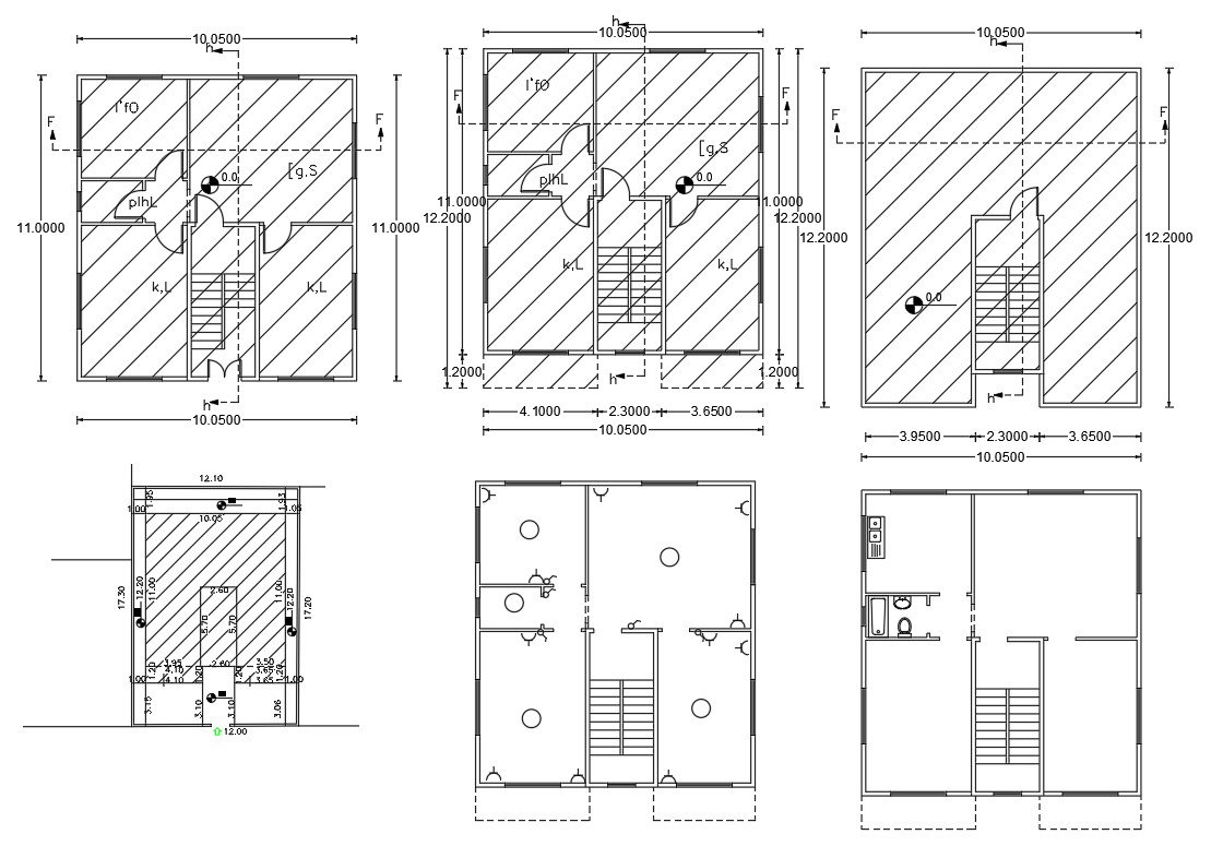 40' X 55' House Floor Plan AutoCAD Drawing