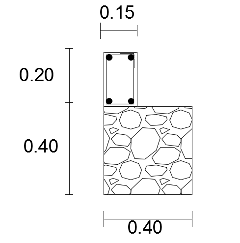 40cm length of the foundation section cad drawing is given in this file