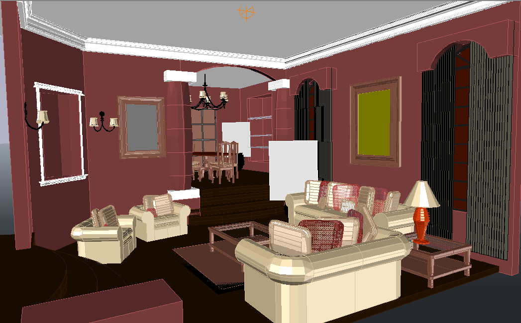 3D Drawing Room CAD File in AutoCAD for Interior Design Layouts