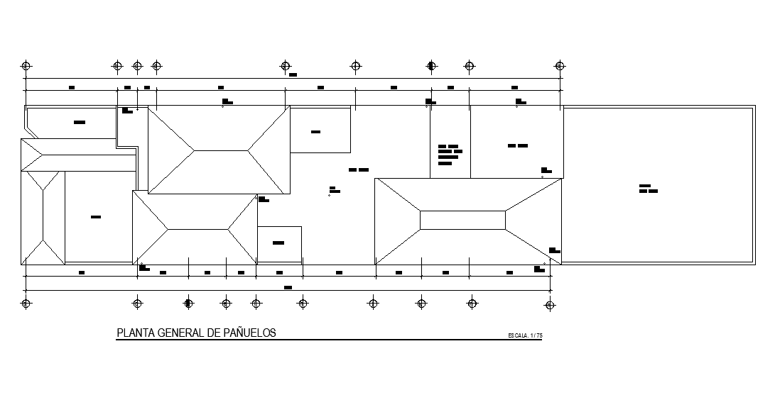 40x11m house plan of roof top layout is given in this AutoCAD drawing model.Download the Autocad model.