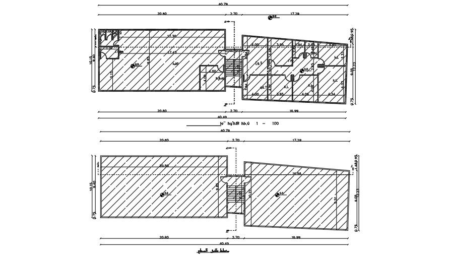 40x12 Meter First And Terrace Floor Plan Shopping Complex CAD Layout
