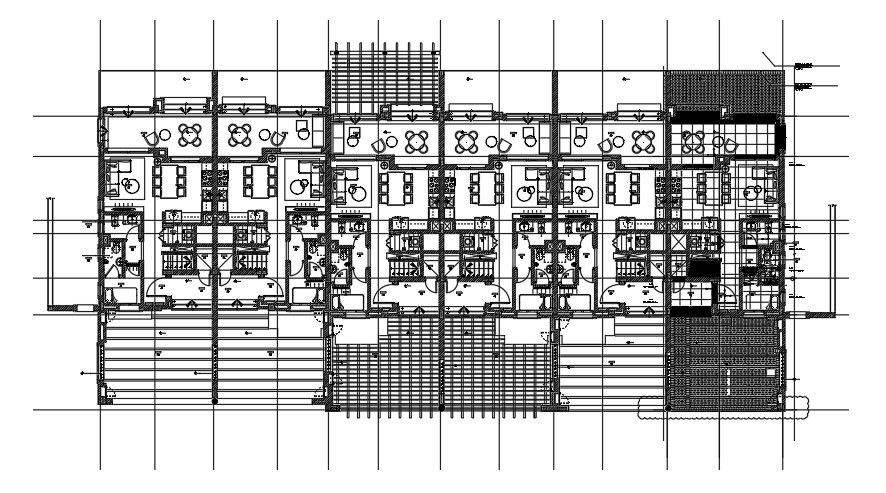 40x20 row house plan drawing is given in this CAD file