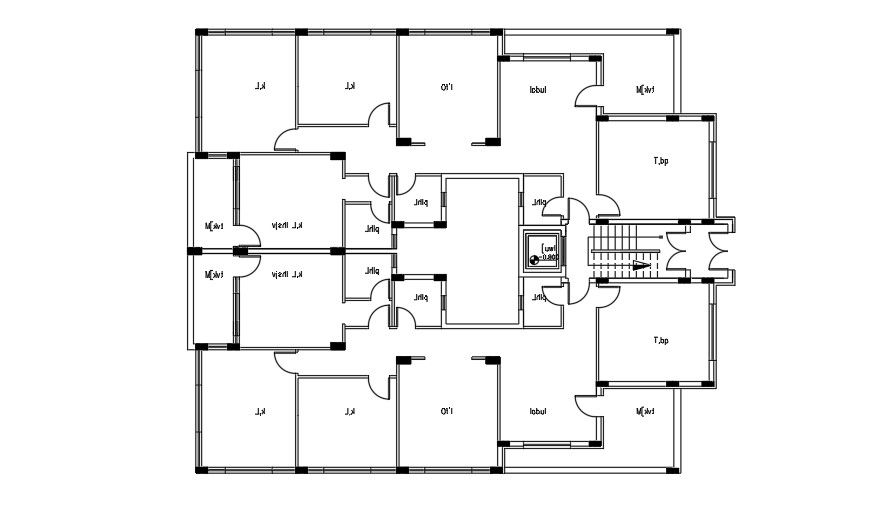 40x25 Meter 3 BHK Apartment Plan AutoCAD File