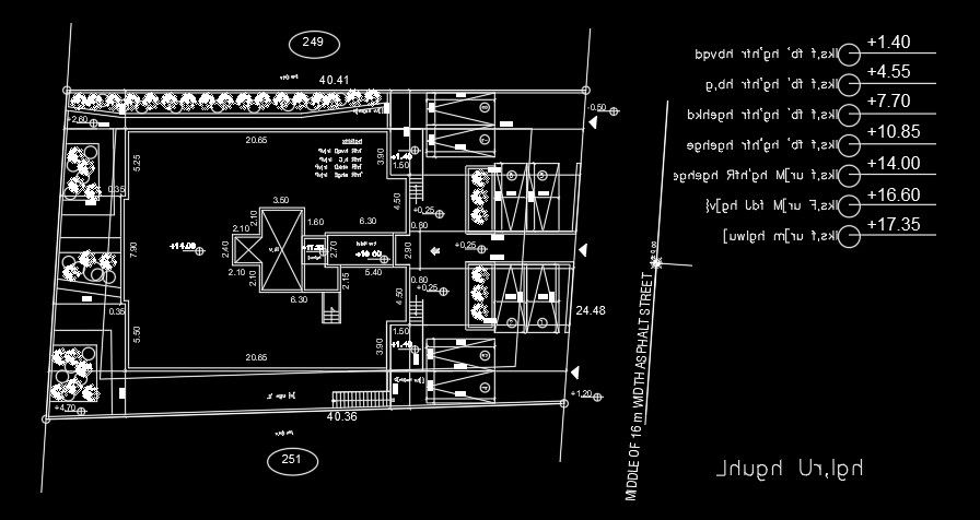 40x25m residential site layout AutoCAD drawing