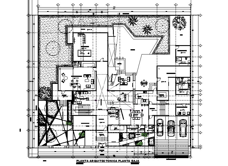 40x35m residential house plan is given in this Autocad drawing file. Download now.
