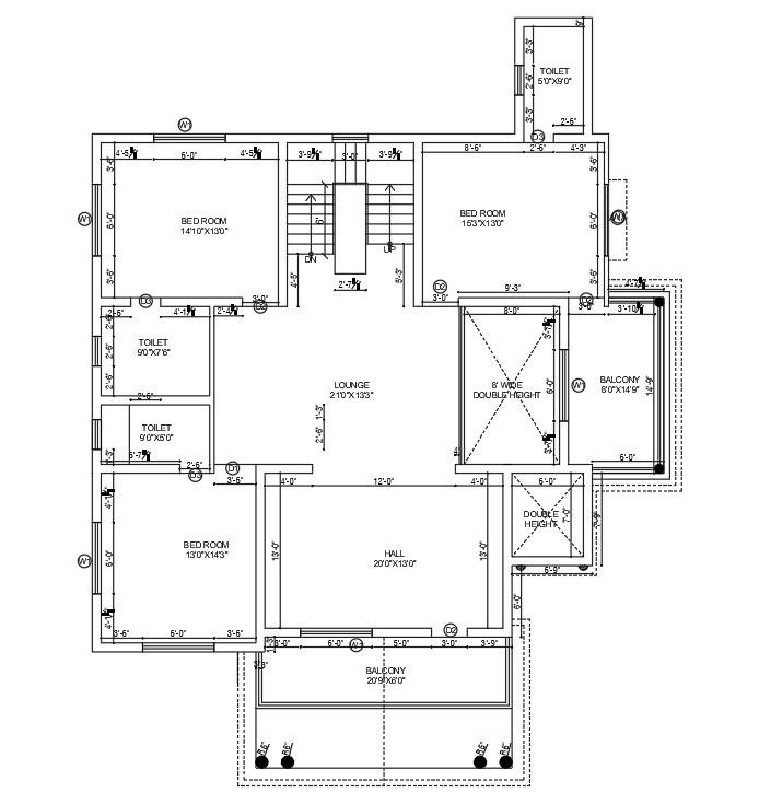 40’x48’ first floor house plan is given in this Autocad drawing file.Download the Autocad model.