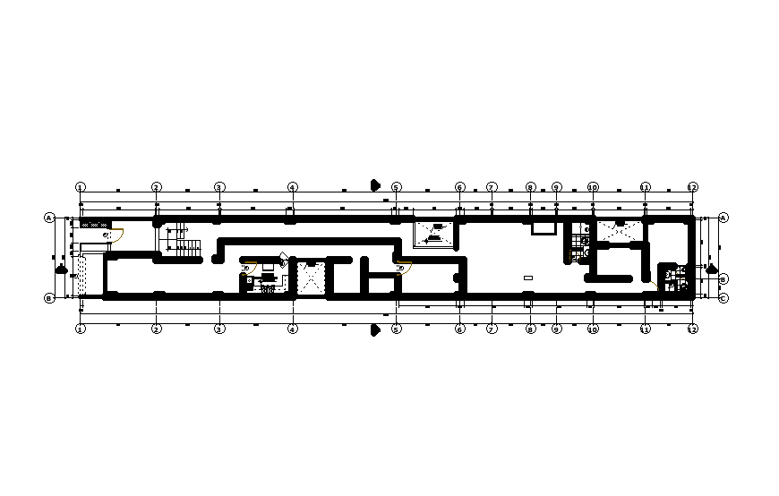 40x5m first floor apartment layout is given in this Autocad drawing file. Download now.