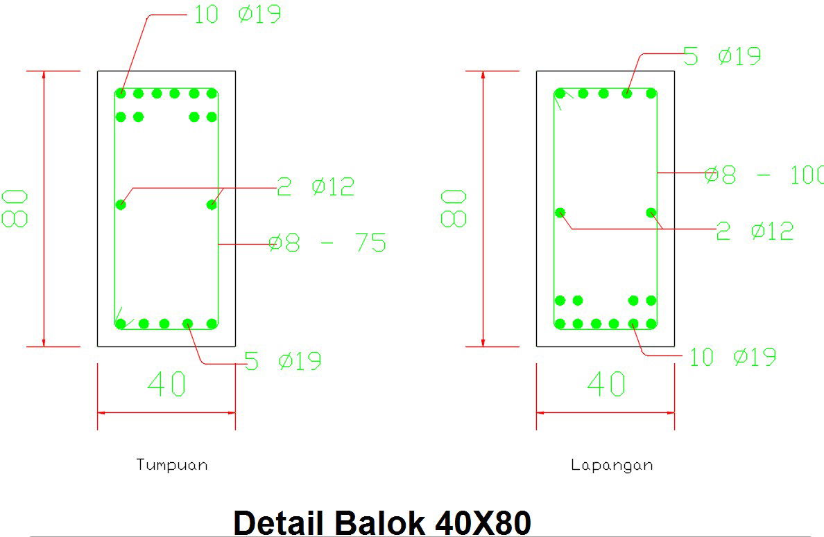 40x80cm theme park column cross section with reinforcing detail drawing