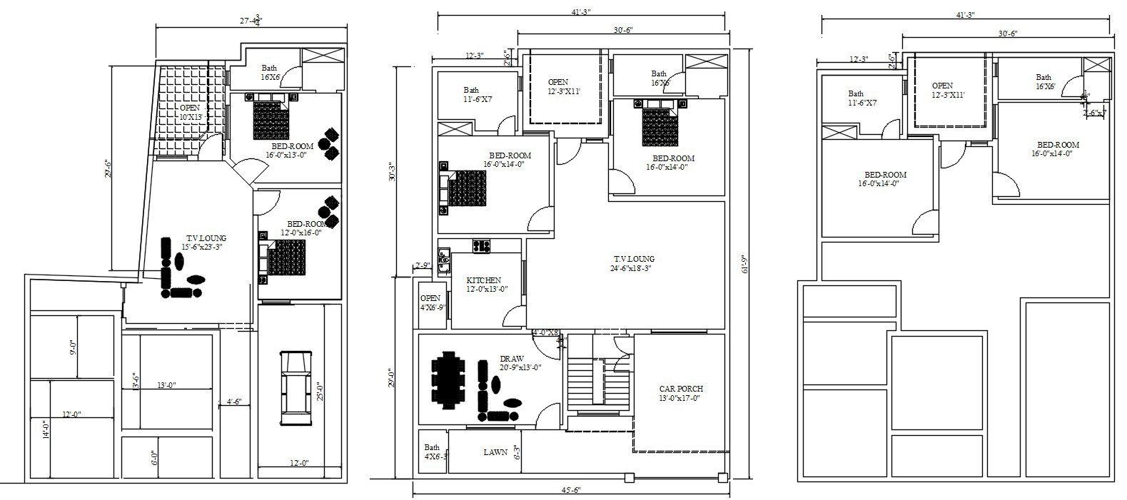 41,3x61,9 House Floor Plan AutoCAD DWG Drawing File