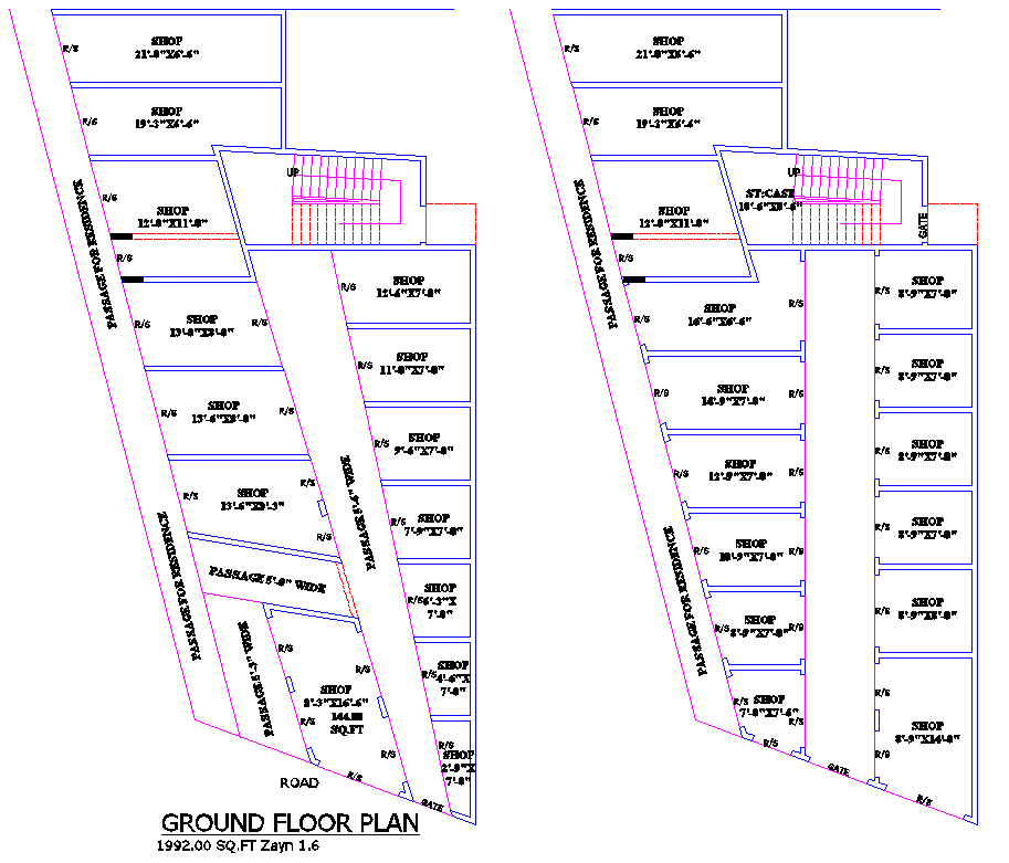 41x78 Commercial Building CAD floor plan with Shop Layout