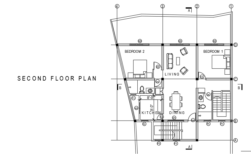 41x36 feet three story second floor residential house plan is given in this file