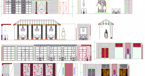 Chinese Restaurant AutoCAD Design with Elevation and Section Details