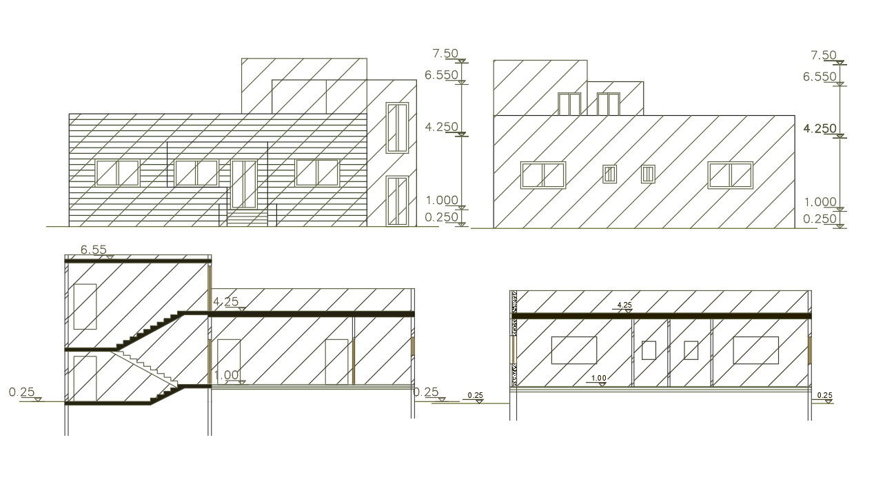 42 By 45 Feet House Building Design DWG File