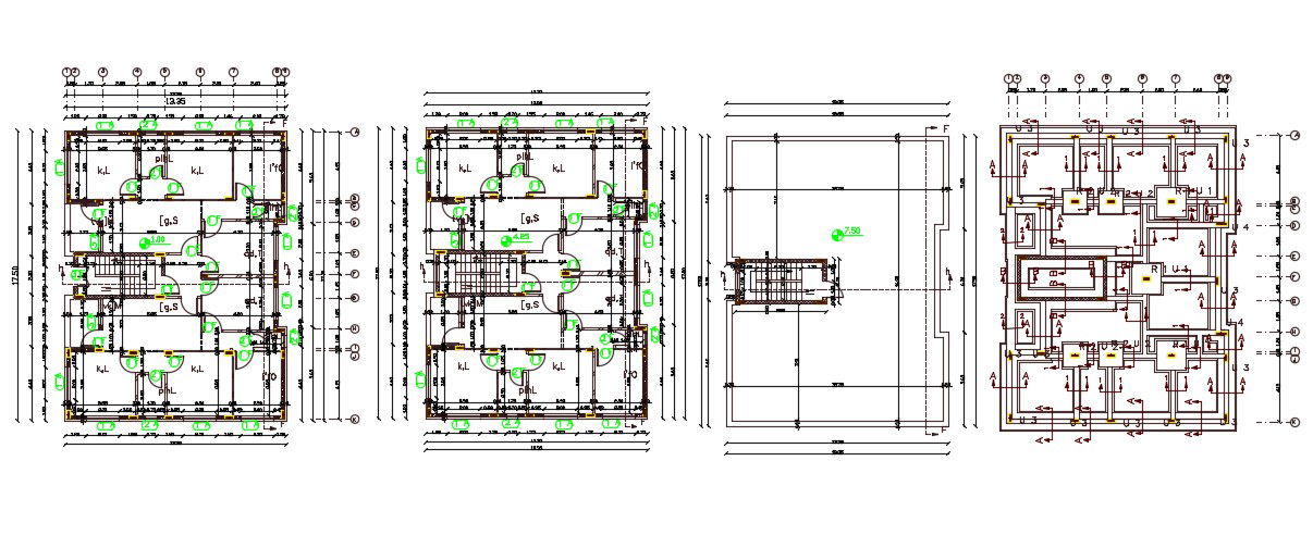 42' X 55' Apartment House Plan DWG File