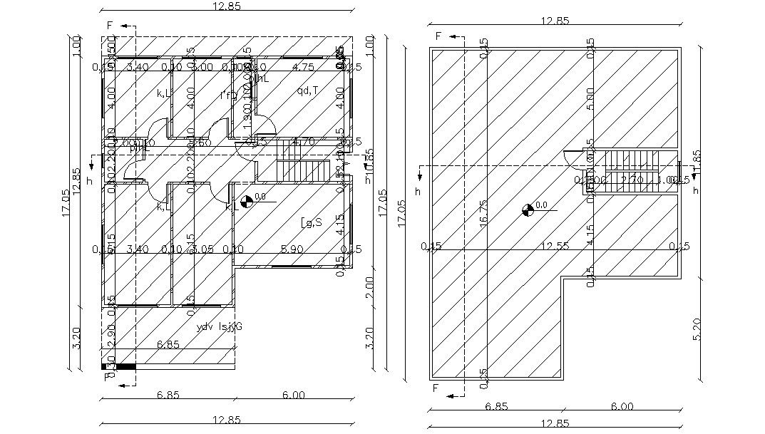42' X 55' AutoCAD 3 BHK House Plan DWG File