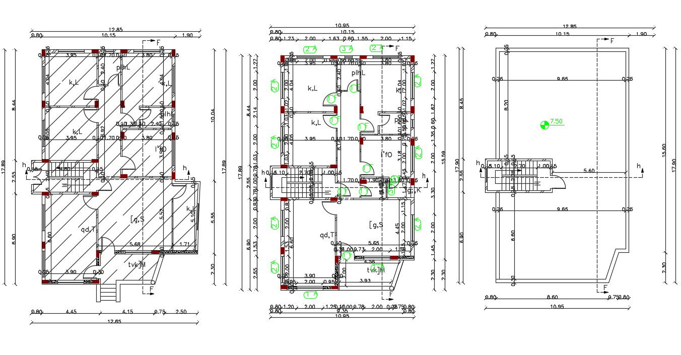 42' X 58' AutoCAD House Plan DWG File (270 Sq Yd)