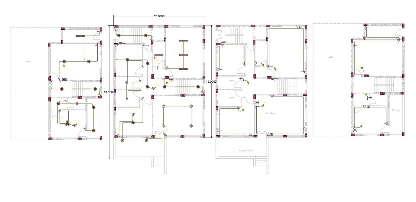 42 X 62 House Electrical Layout Plan Design DWG File