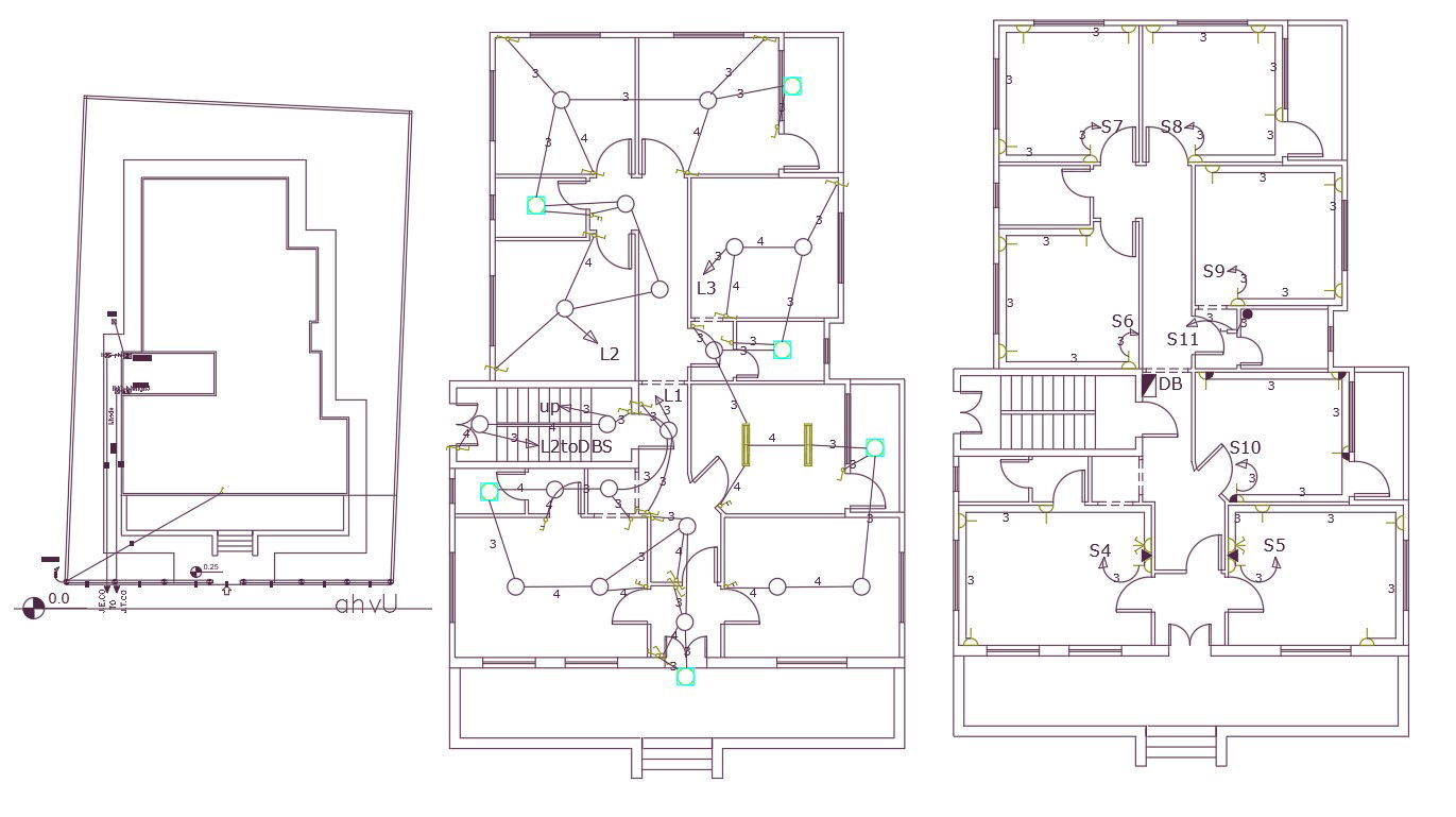 42 X 65 Feet Plot Size For 4 BHK House Electrical Layout Plan