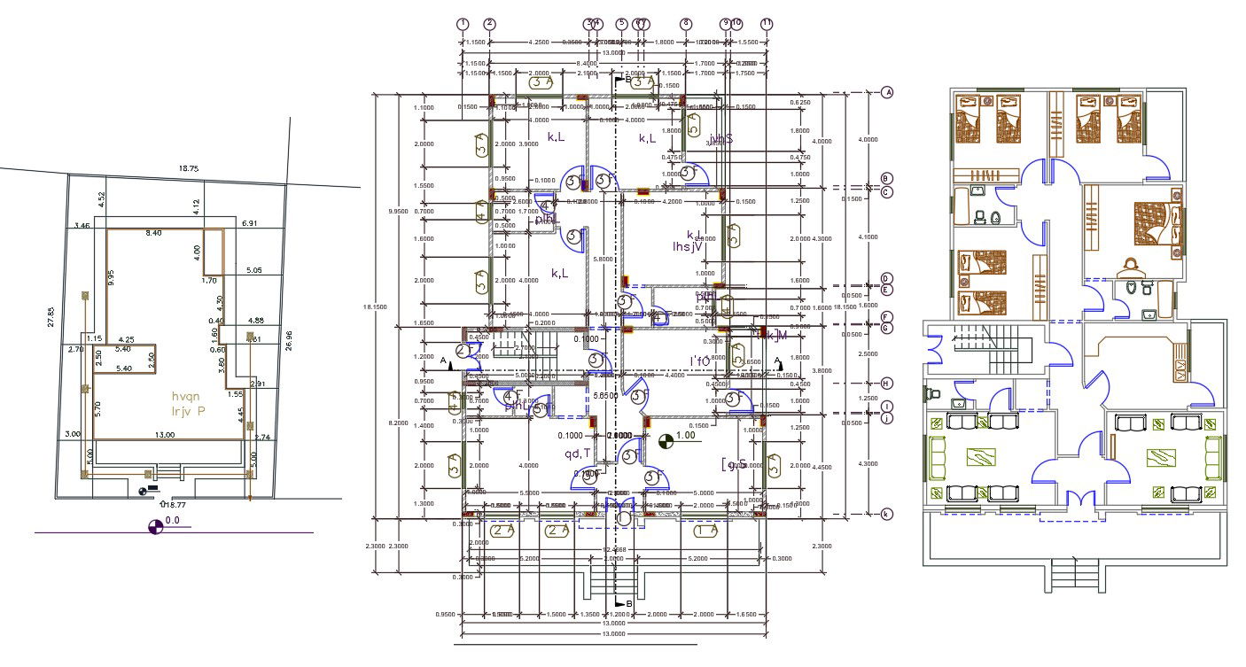 42' X 65' House AutoCAD Plan DWG File( 270 Square Yard)