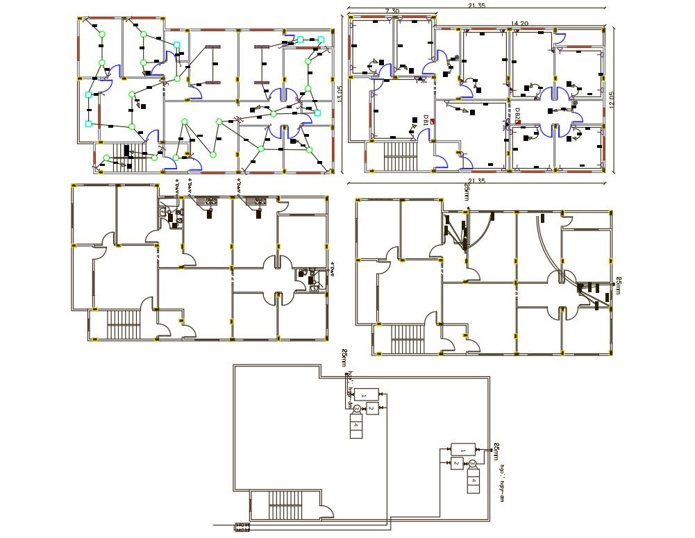 42 X 68 Apartment Electrical And Plumbing Layout Plan