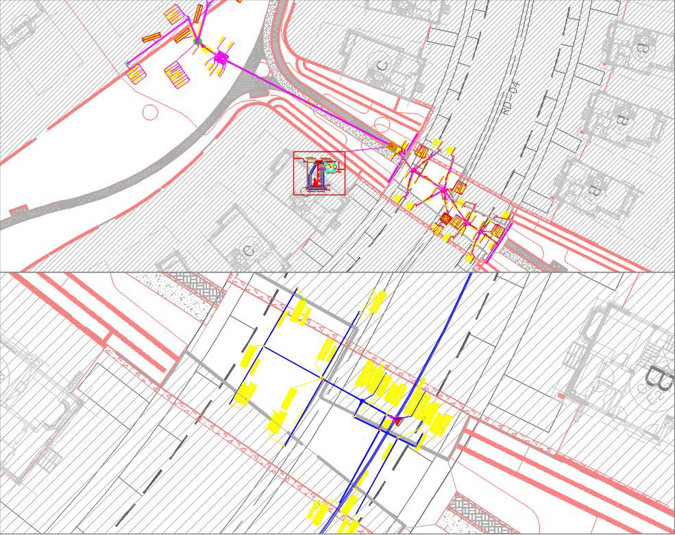 42x40m chill out theme park sewage network & water network detail drawing