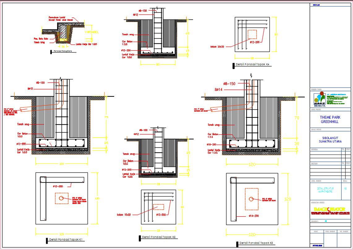42x40m theme park building foundation section CAD drawings