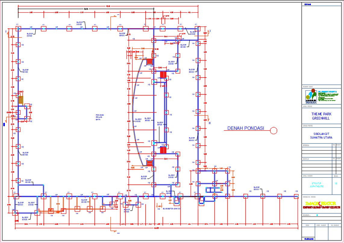 42x40m theme park foundation location drawing