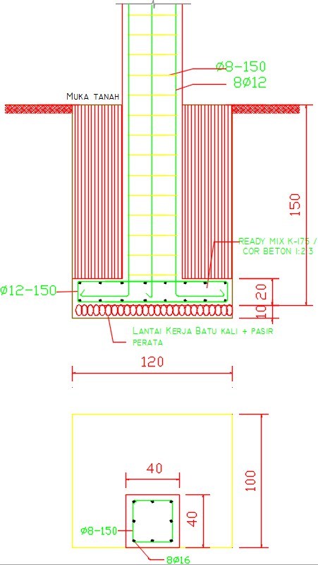42x40m theme park foundation section drawing
