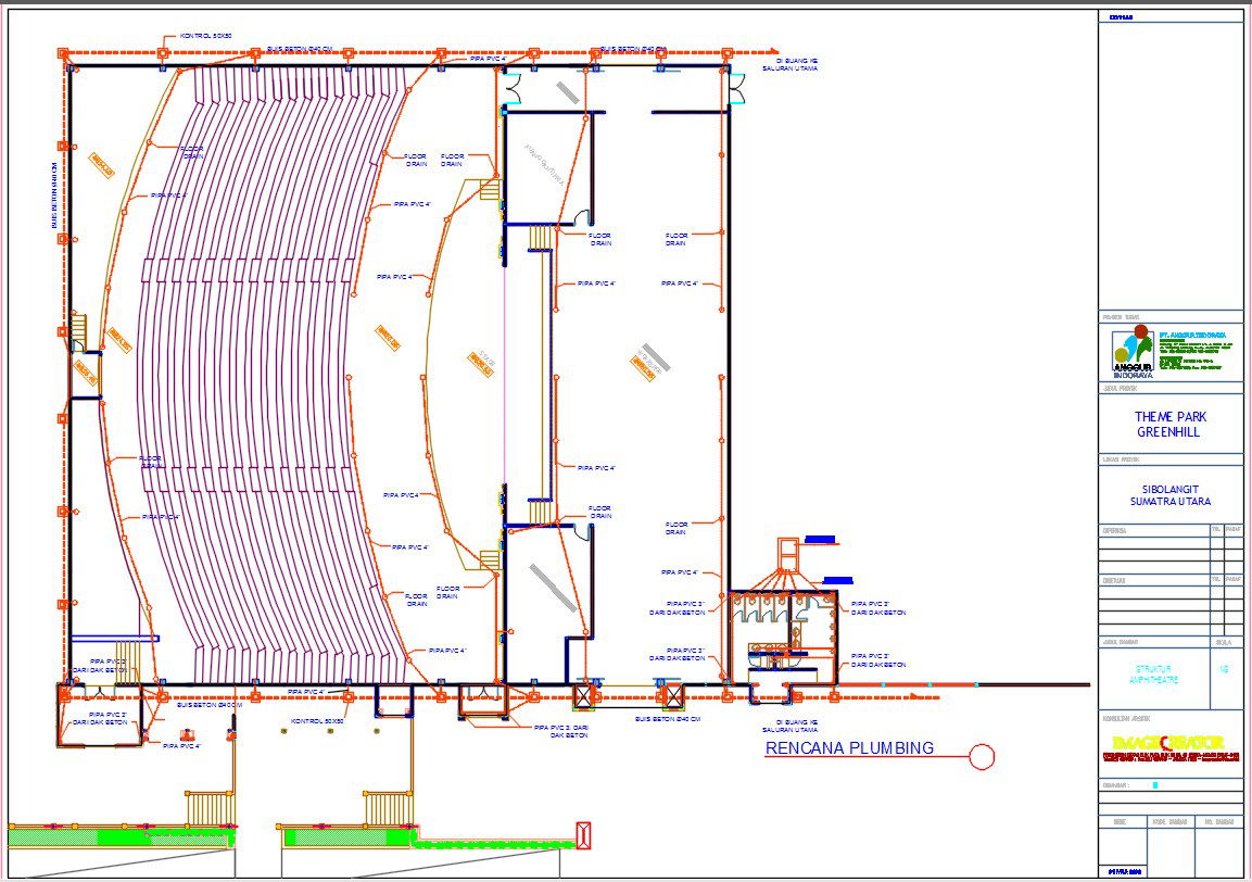 42x40m theme park plumbing layout CAD drawing is given in this model