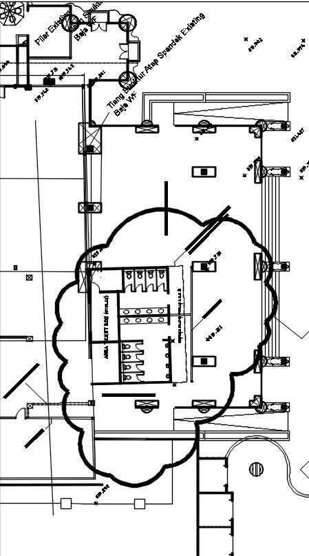 42x40m theme park public toilet CAD drawing is given in this file
