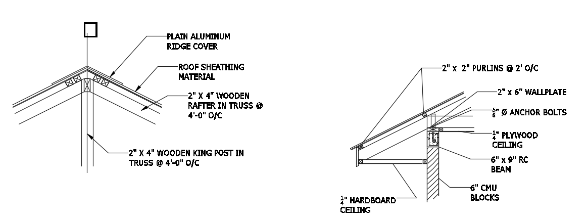 42’x45’ house building roof construction drawing