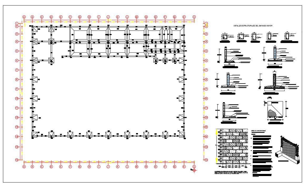42x45m ware house building foundation layout and column location