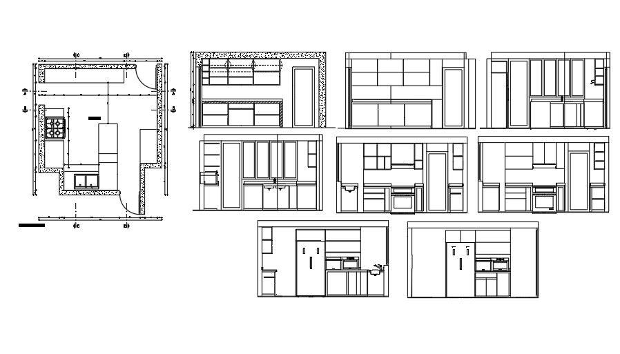 4330x4660mm kitchen plan and elevation 2D drawing