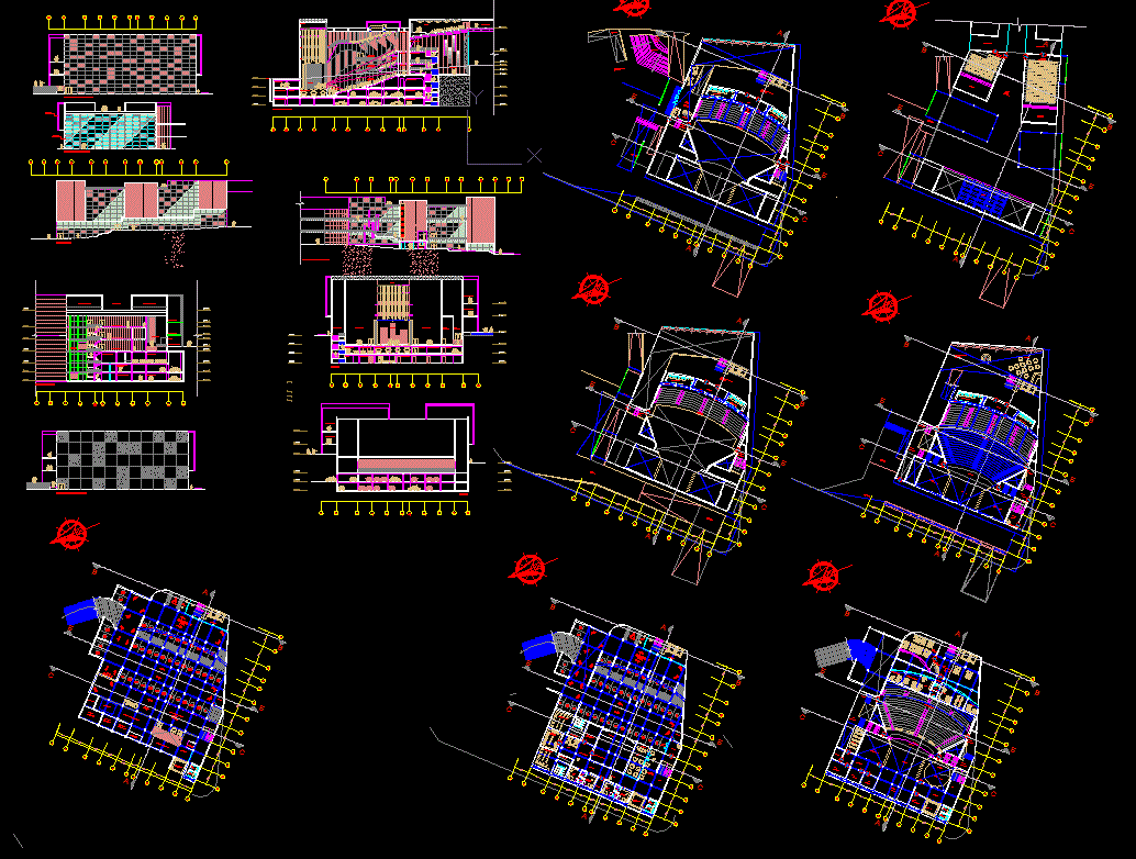 Multiplex Cinema 65x50m AutoCAD DWG Plan with Sections and Details