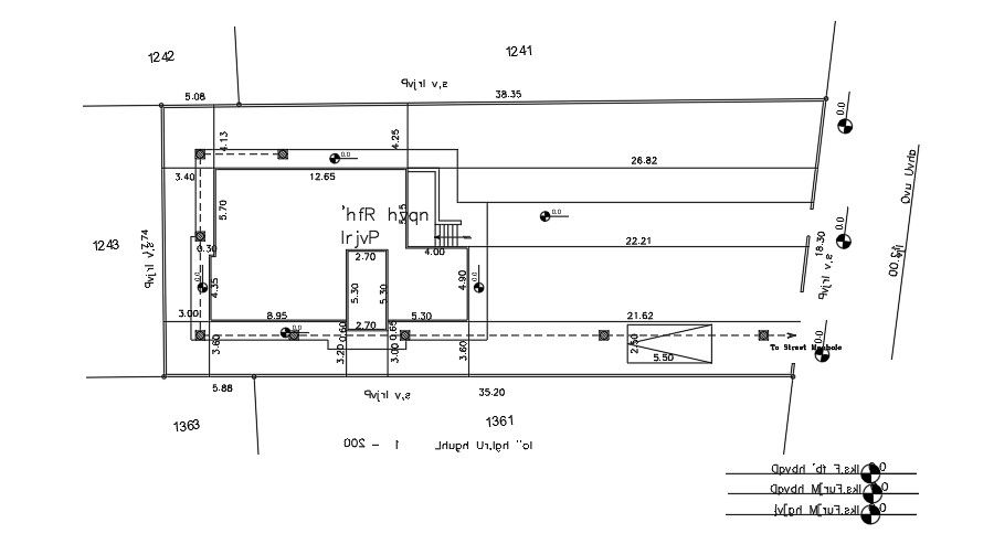43x13m residential site layout AutoCAD drawing