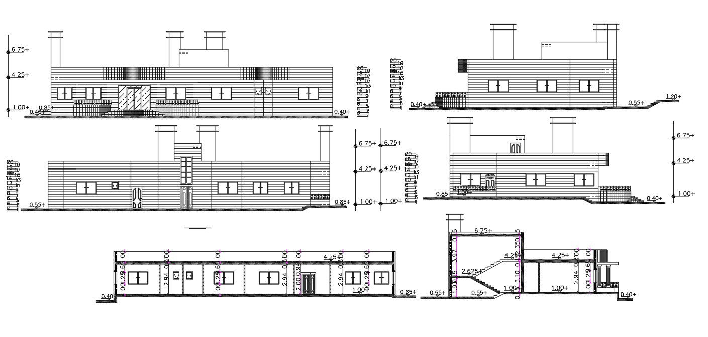 4400 Sq Ft House Building Sectional Elevation Design