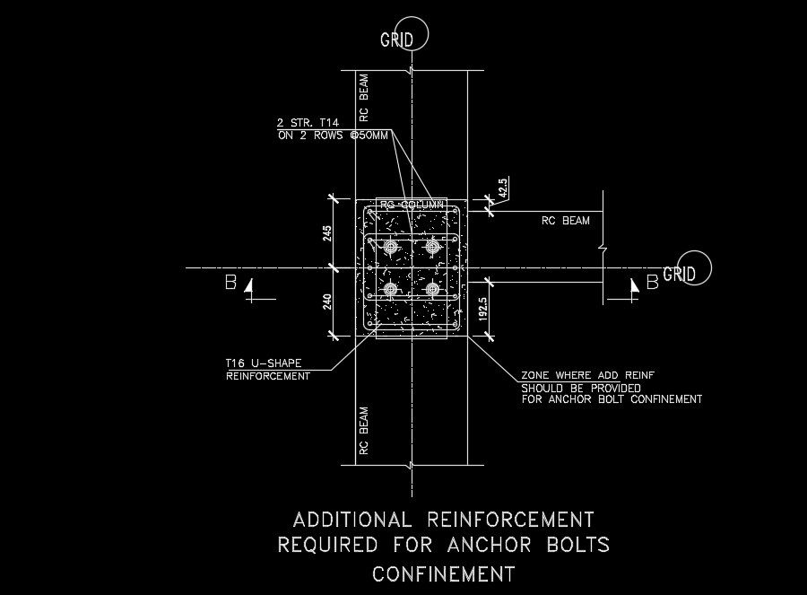 445x350mm column base plate detail drawing
