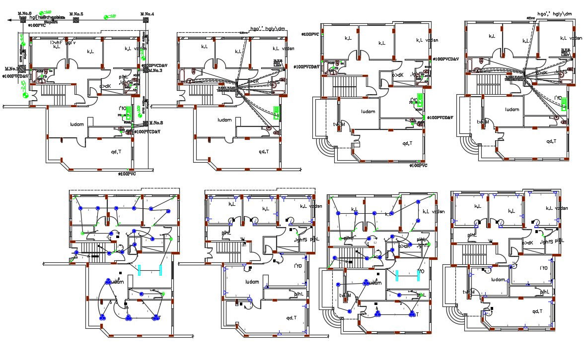 44 X 52 House Plumbing And Electrical Layout Plan DWG File
