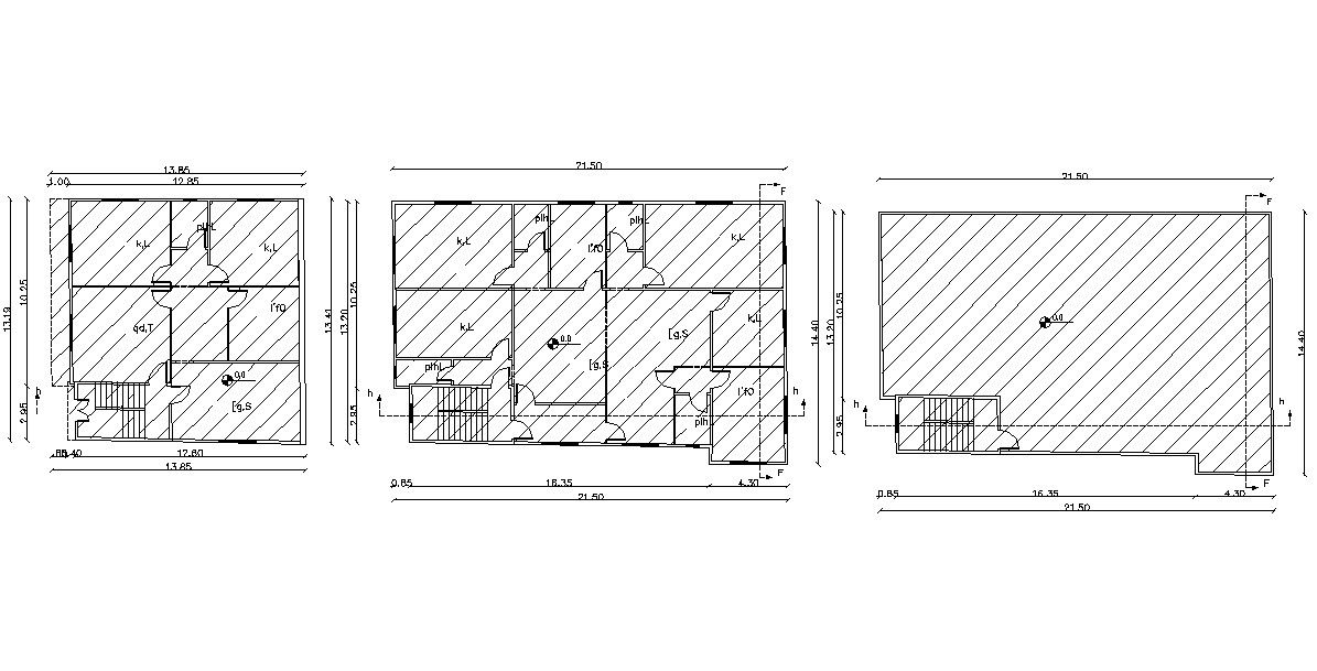44' X 70' Plot Size For Family House Plan DWG File