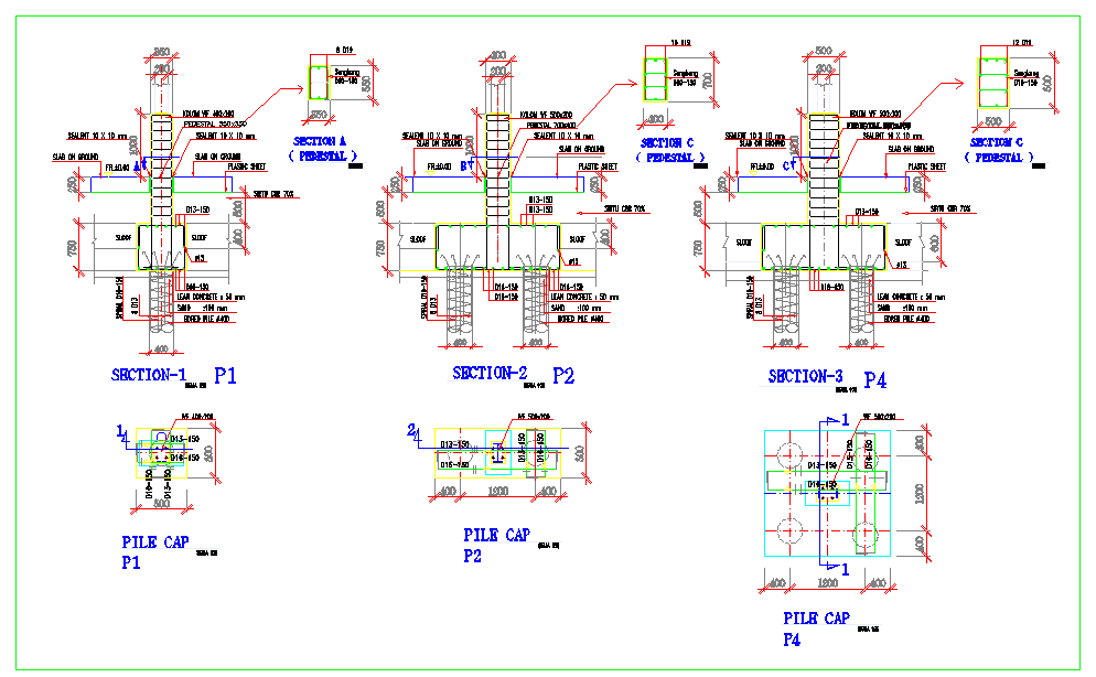 Pile Foundation Engineering Design DWG File with Layout Details