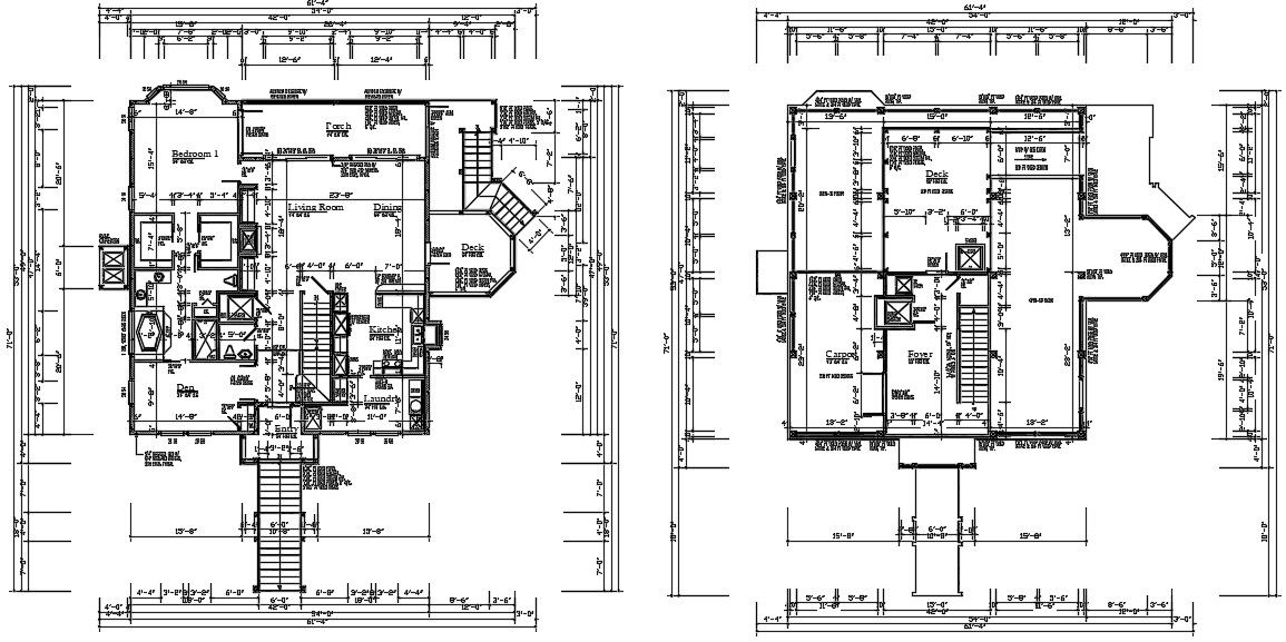 4500 Square Feet House Ground Floor And First Floor Plan DWG File