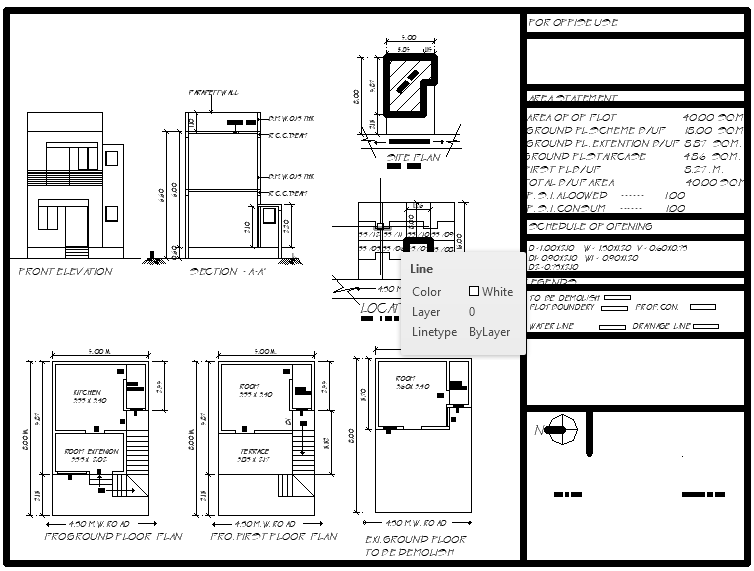 4.50Mx8.00M Architectural Floor and Elevation in AutoCAD DWG File