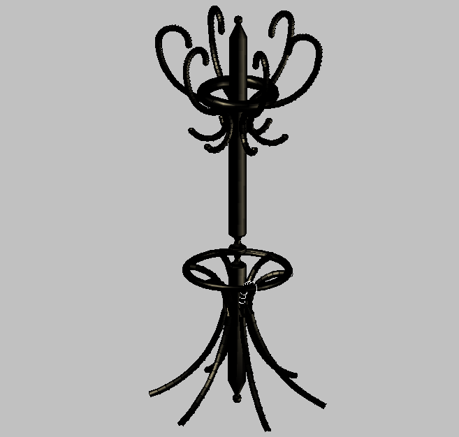 Artistic 3D Coat Stand AutoCAD Model with Decorative Detailing